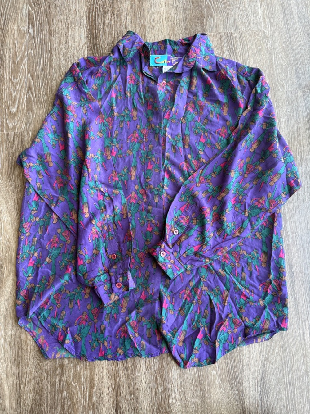 Color FX Vintage Abstract Silk Blouse